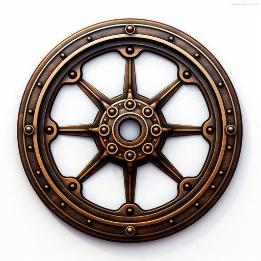 Wheel drawing in the style of Chiaroscuro Art, on white background