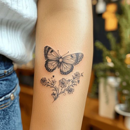 Delicate butterfly landing on a flower