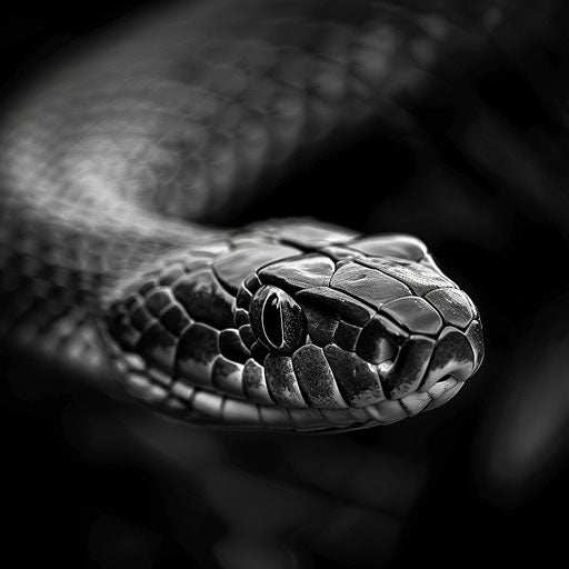 Black mamba snake in a dramatic monochrome setting