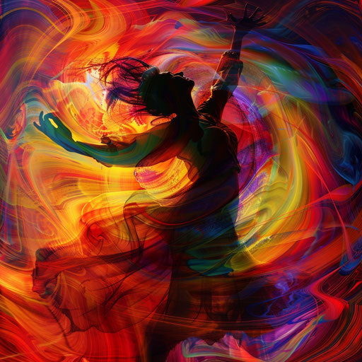 Artistic silhouette of a dancer with vibrant abstract colors