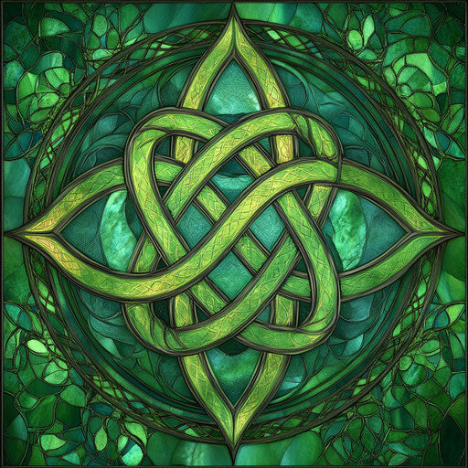 Vibrant Celtic Knot Design with Symbols of Unity