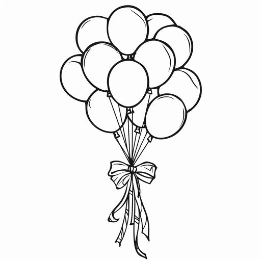 Cluster of balloons tied with ribbon