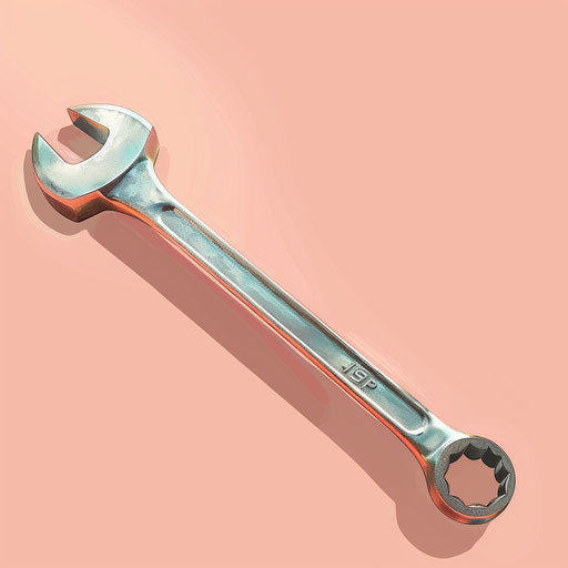 Realistic wrench clipart on pastel peach background