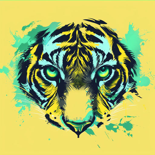 Tropical tattoo sketch of tiger eyes in flat clipart style