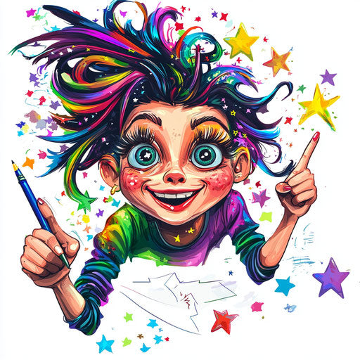Humorous caricature of a writing caricature clipart