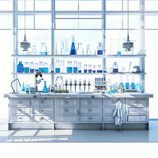 Photo-realistic laboratory clipart with flat white background