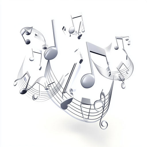 3D musical notes with flat white background