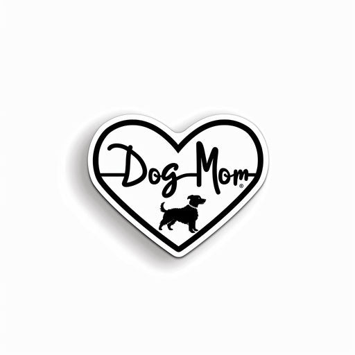 Sticker, heart beat line with 'Dog Mom' inside