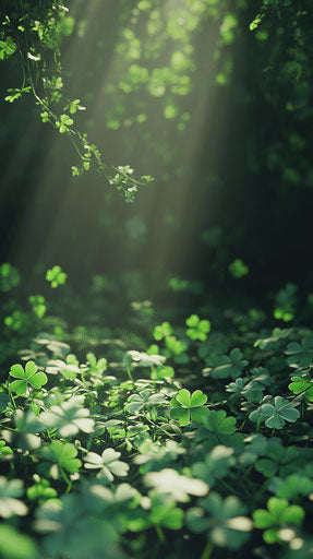 Flying Shamrocks, Green Background, Digital Art, St. Patrick's Day