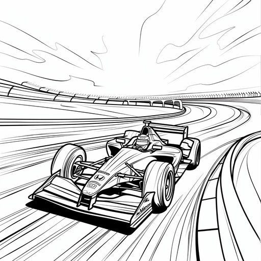 Fast race car on track outline