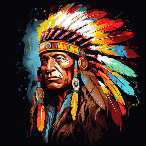 Indian chief, airbrush art style, appropriated images