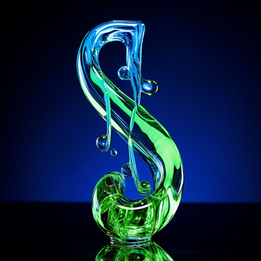 Music note in green and blue glass