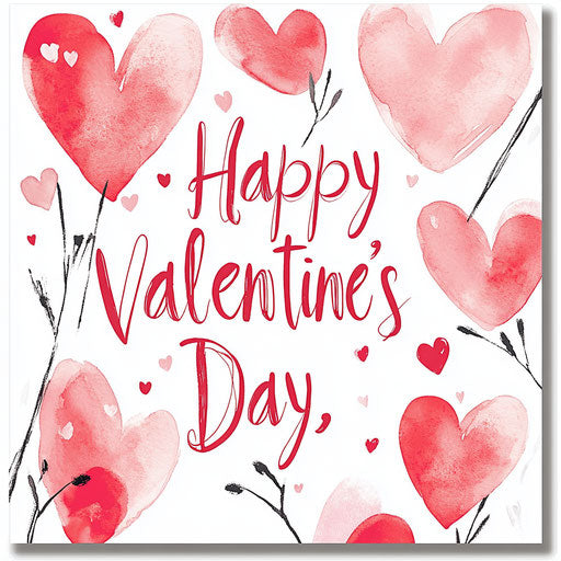 Happy Valentine's Day surrounded by hearts on white