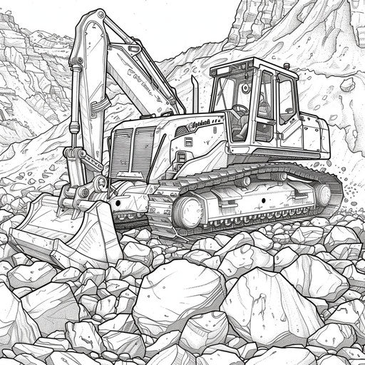 Bulldozer working in quarry, moving large rocks