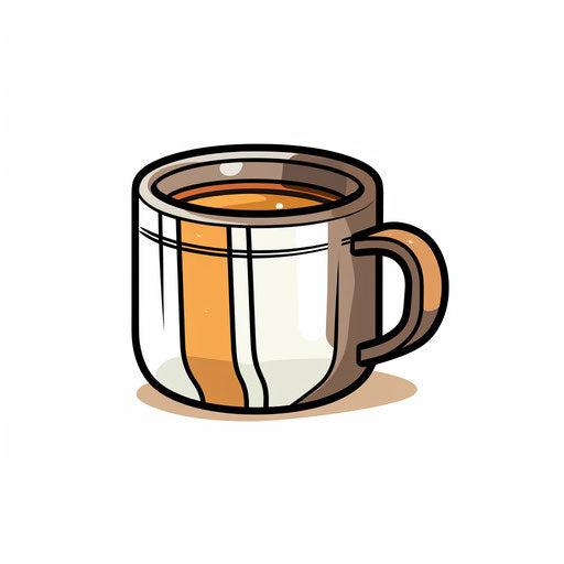 Illustration of coffee mug in Minimalist style, on white background