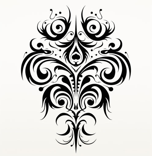 Tribal motif on white background, gothic revival style, abstract form