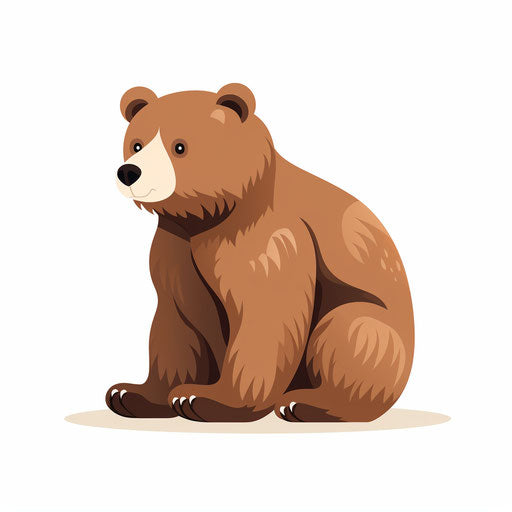 Brown bear in minimalist style on white background
