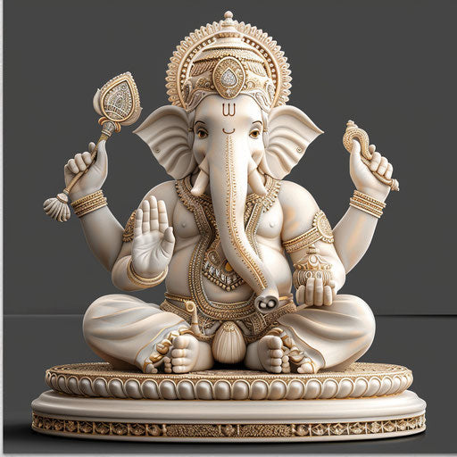 Refined and realistic Ganpati clipart png on flat slate grey background