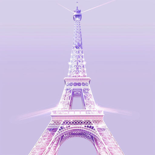 Illustrated tower on lavender background, realistic touch