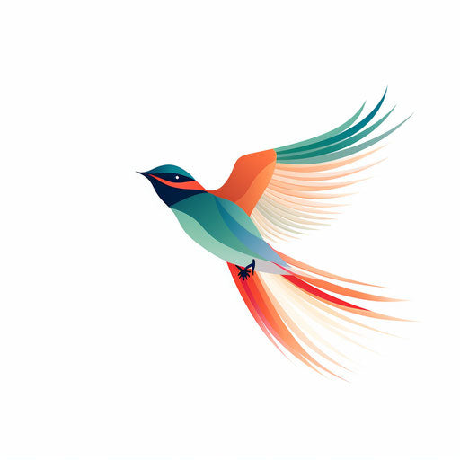 Minimalist style bird illustration, on white background