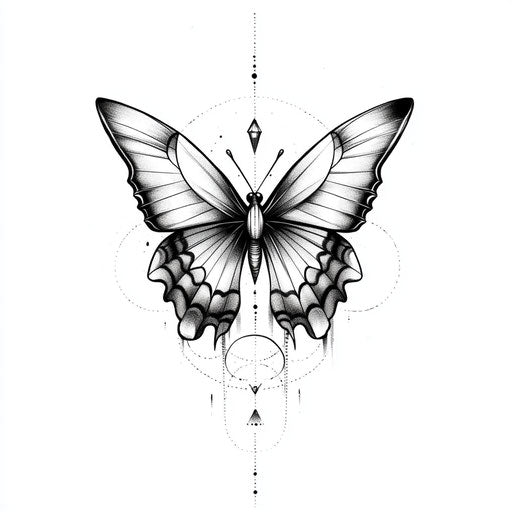 Butterfly tattoo for women with abstract geometric shapes