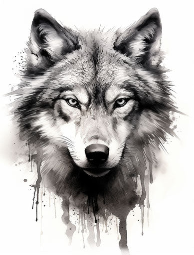 Wolf face drawing in digital art techniques