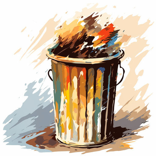 Illustration of a trash bin in the style of Impressionistic Art