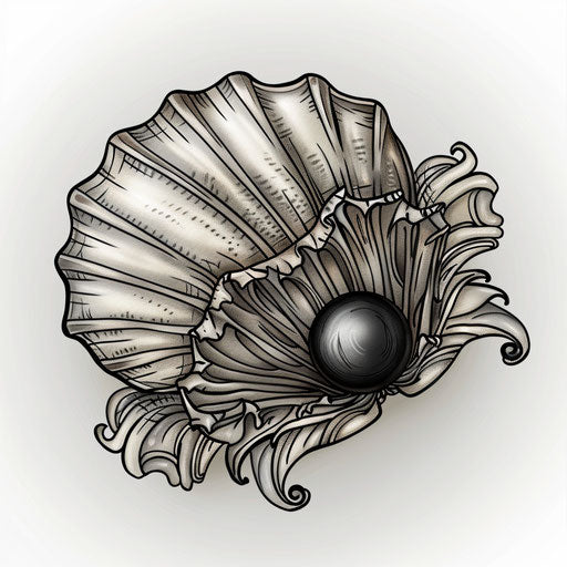 Black pearl in intricate seashell clipart