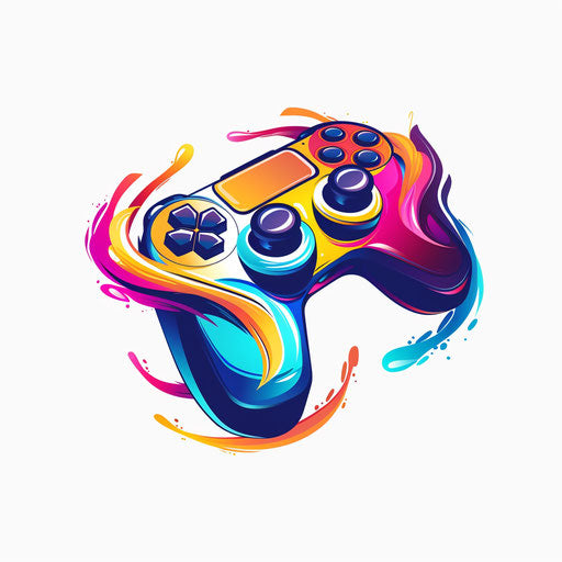 Contemporary gamers logo with abstract elements and a vibrant color scheme, on a white background
