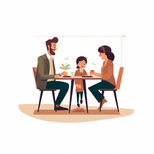 Parent teacher conference art in Minimalist style, on white background