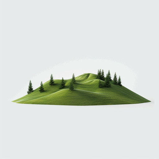 Realistic hill illustration on flat white background