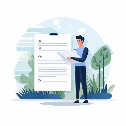 Minimalist style document illustration, on white background