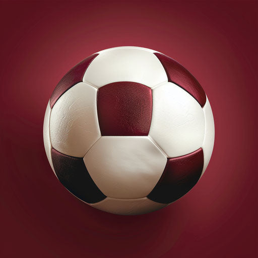 Realistic soccer ball on a rich burgundy background