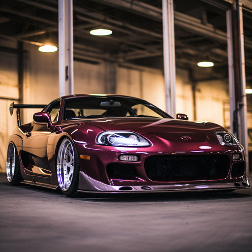 Classic Burgandy Toyota supra car