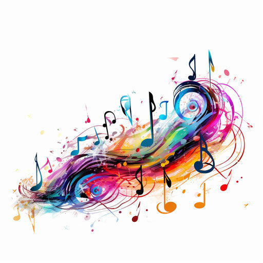 Music notes illustration in the style of Chiaroscuro Art, on white background