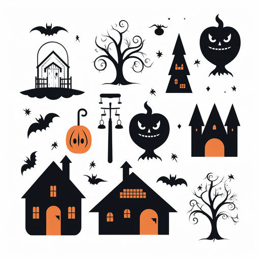Spooky clipart in the style of Minimalist, on white background