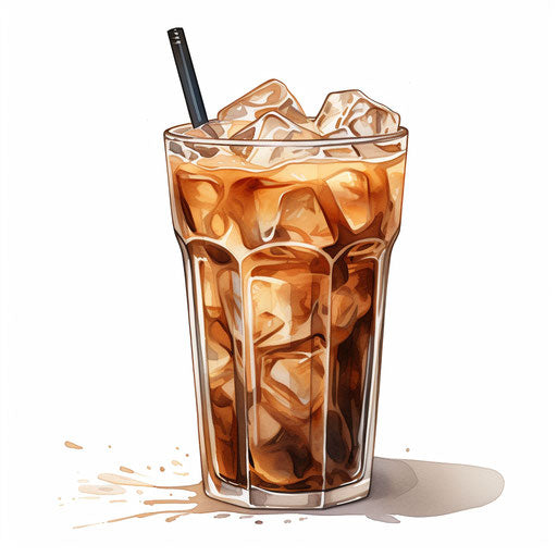 Iced coffee icon in the style of oil painting