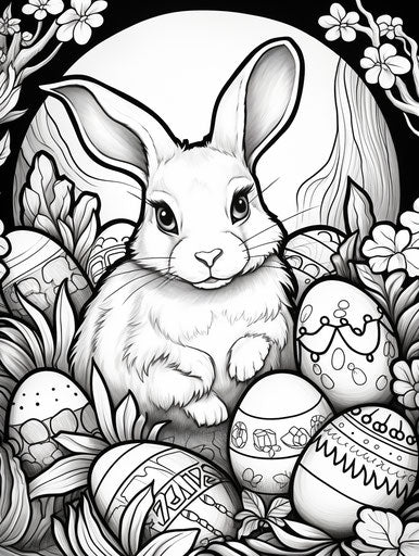 Easter coloring page with kawaiipunk treats