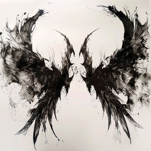 Dark gothic-style demon wings tattoo design