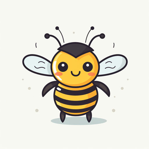 Adorable illustration of a bee in Minimalist style, on white background