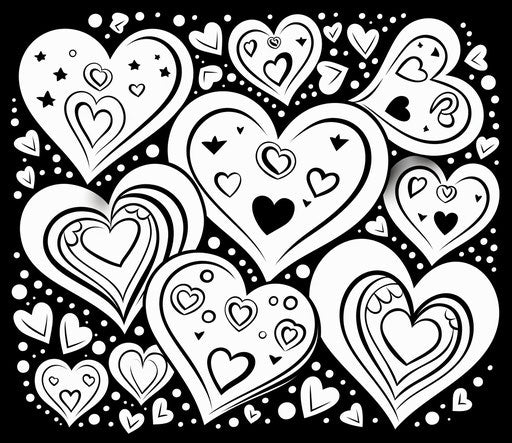 Heart shapes coloring pages for kids and preschoolers
