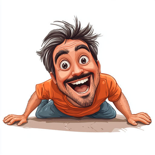 Humorous caricature of an excited clipart with human traits
