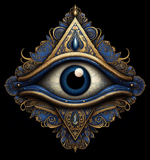 The all seeing eye in ornate circular geometrical shape