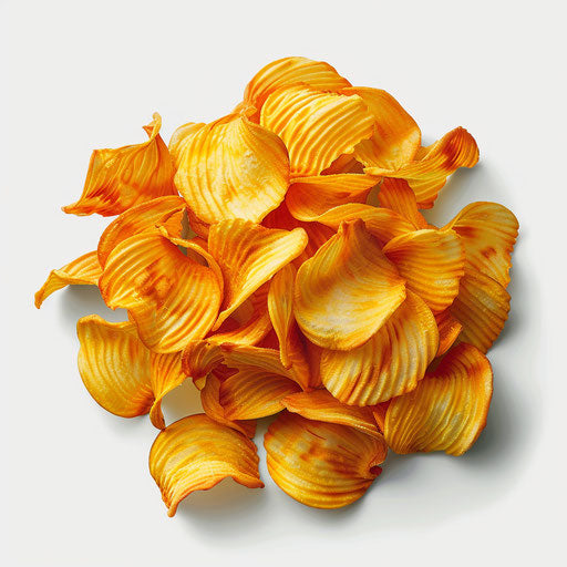 Realistic potato chips illustration on flat white backdrop