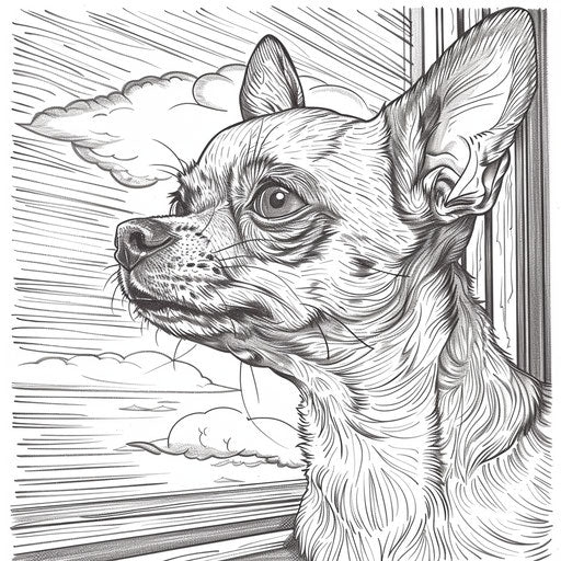 Chihuahua looking out the window