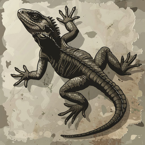 Hyperrealistic flat tattoo sketch of lizard with detailed scales