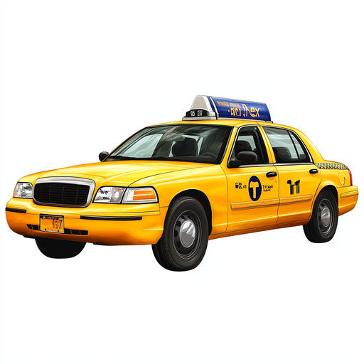 Realistic clipart of a Taxi Cab, high-resolution, no background, isolated