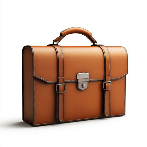 3D briefcase on flat white background