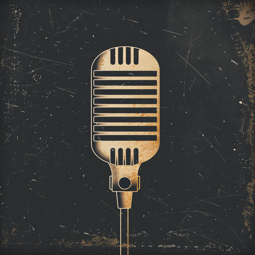 Sophisticated podcast logo with muted palette and textured background