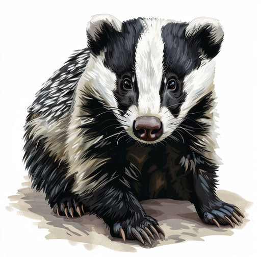 Badger clipart in realistic style on white background